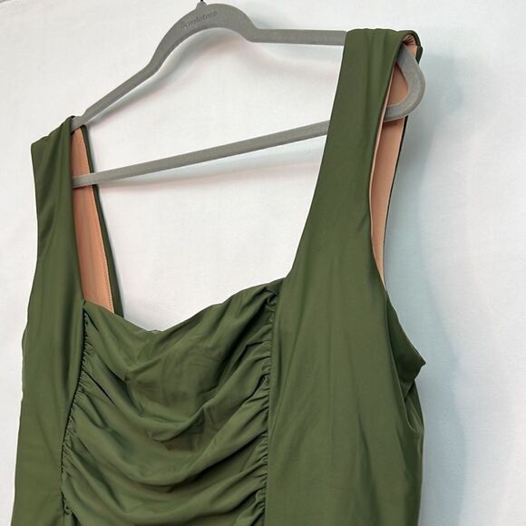 J.Crew Olive Green ruched wide strap swimsuit NWT - Picture 4 of 15